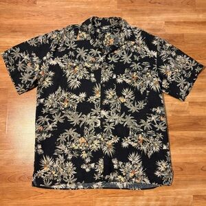 Silk Icon Men's Short Sleeve Hawaiian Floral Shirt Size L Spring Break Summer